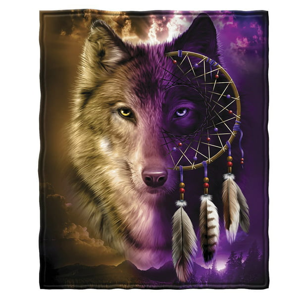 Wolves Howling Moon Super Soft Plush Fleece Throw Blanket 